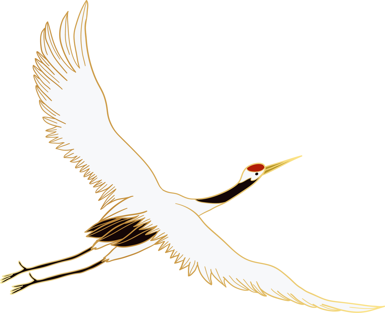 Luxury gold crane bird illustration